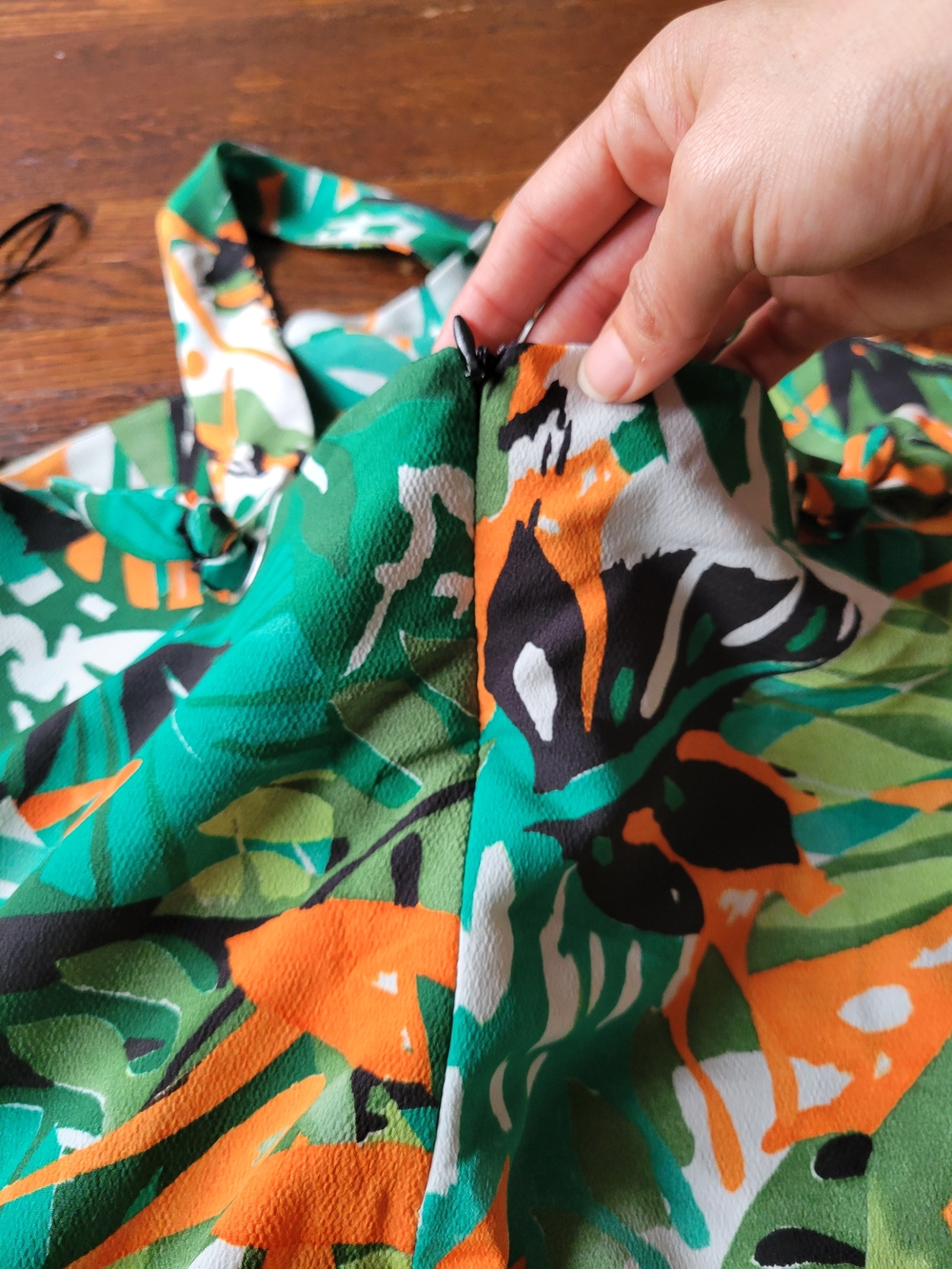 Zara Trafaluc Tropical Jumpsuit Romper Large Halter Style Green Orange Beach - Picture 12 of 17
